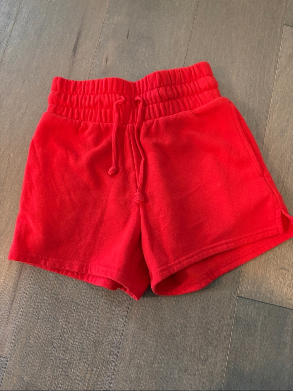 Bright Red Drawstring Fleece Shorts
